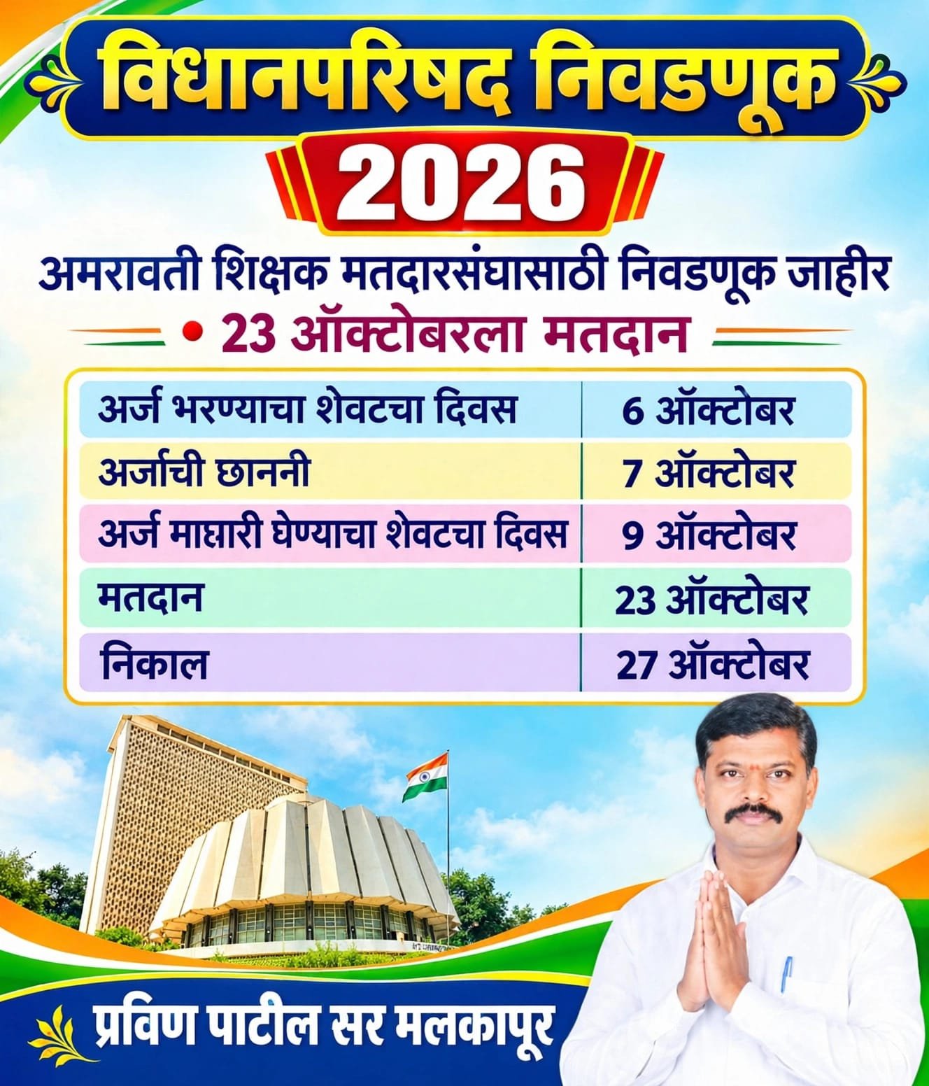 अमरावती शिक्षक मतदारसंघातून प्रवीण पाटील सरांचे नाव पुढे शिक्षकांच्या विविध प्रश्नांसाठी विधानपरिषदेत आवाज उठविण्याचा निर्धार
