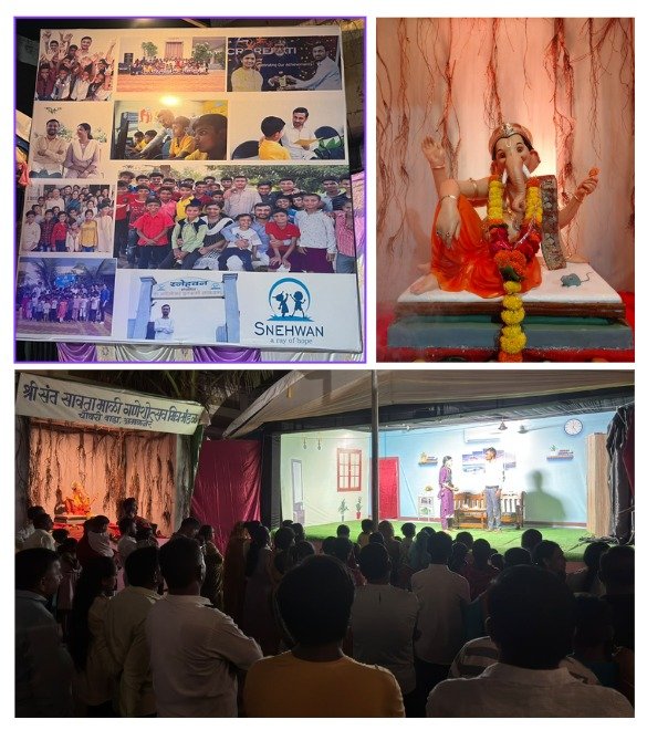 गणरायाच्या दरबारात साकारलं ‘आशेचं घर’; चौधरी वाड्यात ‘स्नेहवन’चा सजीव देखावा