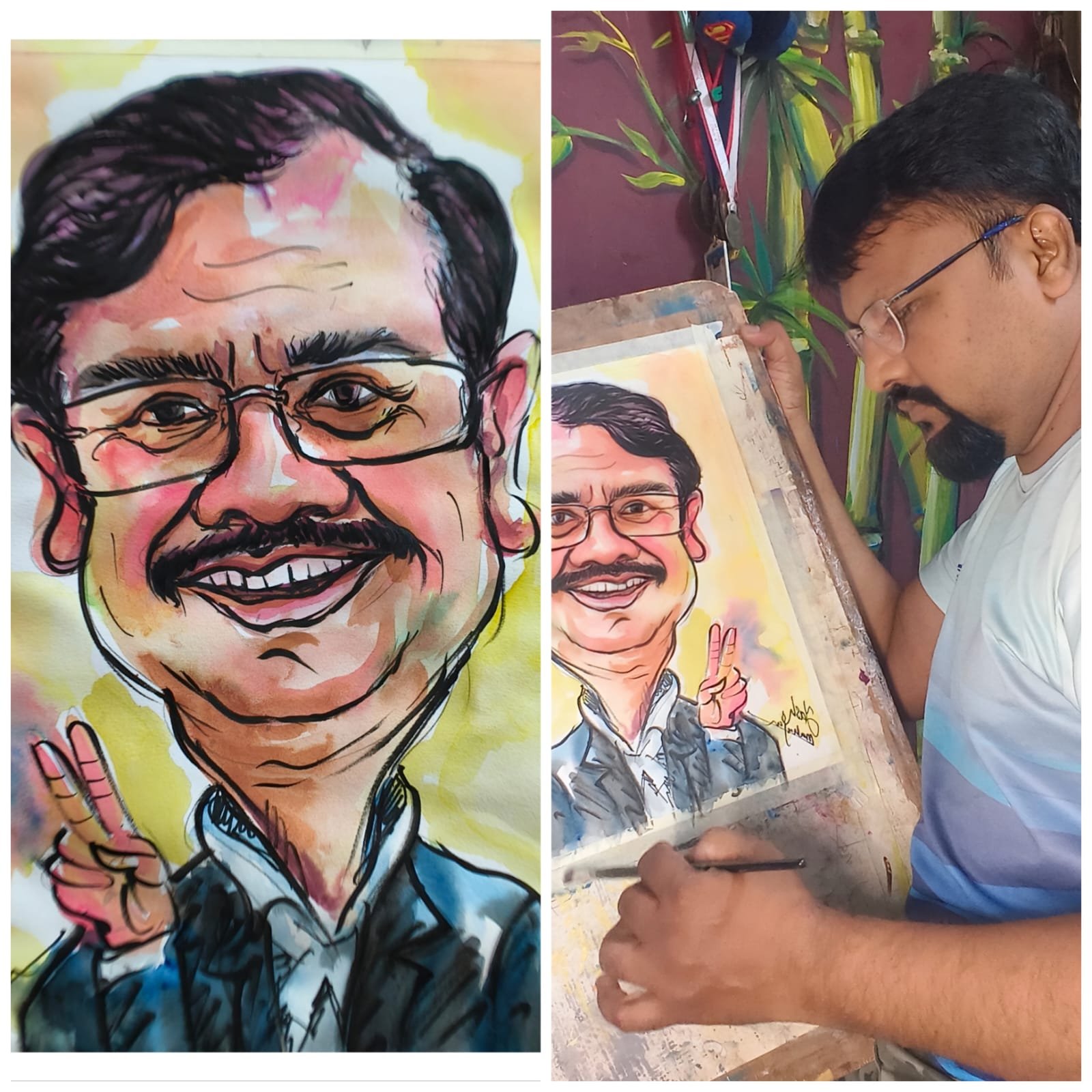 यशस्वी वकिलीपासून संसदपर्यंत–चित्रात साकारली उज्वल झलक!  कलेतून कृतज्ञता: यश महाजन यांचं प्रेरणादायी चित्रांकन!