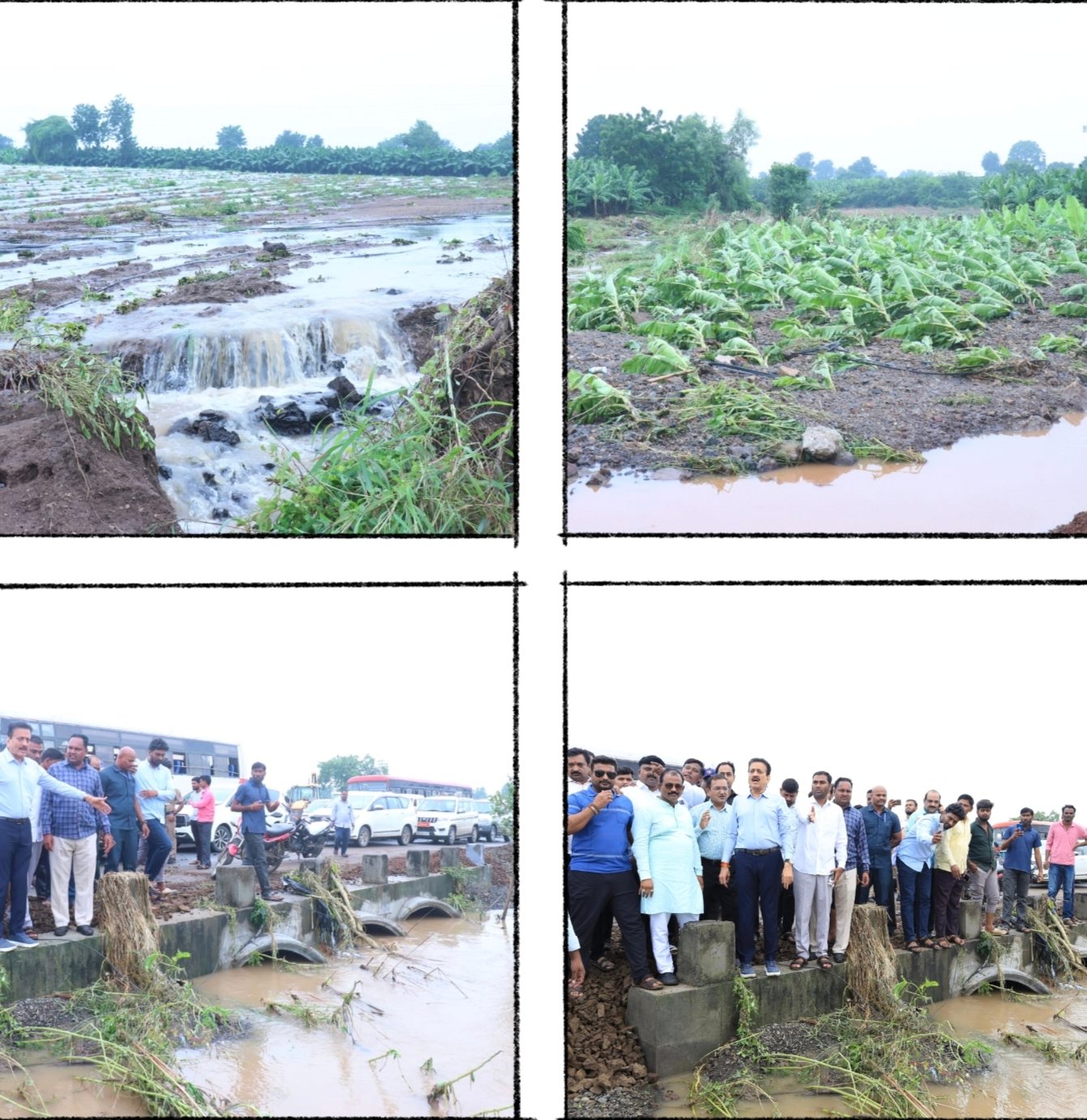 जिल्ह्यात अतिवृष्टीमुळे नुकसान झालेल्या शेतकऱ्यांना शासन सर्वतोपरी मदत करणार- आपत्ती व्यवस्थापन मंत्री गिरीश महाजन*  *आपत्ती व्यवस्थापन मंत्री यांनी केली नुकसानग्रस्त भागाची पाहणी*