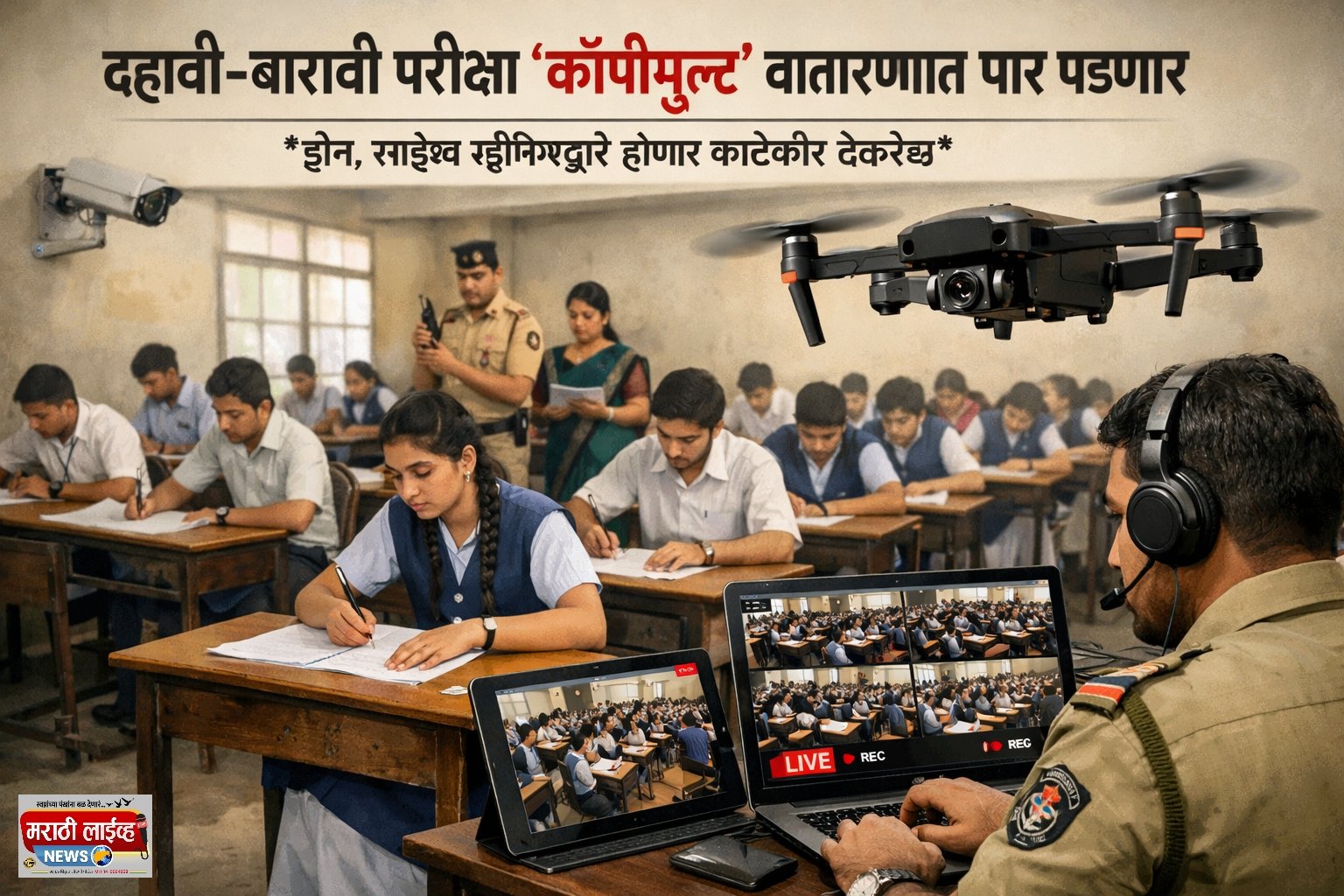 जळगाव जिल्ह्यात दहावी-बारावी परीक्षा ‘कॉपीमुक्त’ वातावरणात पार पडणार  ड्रोन, लाईव्ह स्ट्रीमिंगद्वारे होणार काटेकोर देखरेख