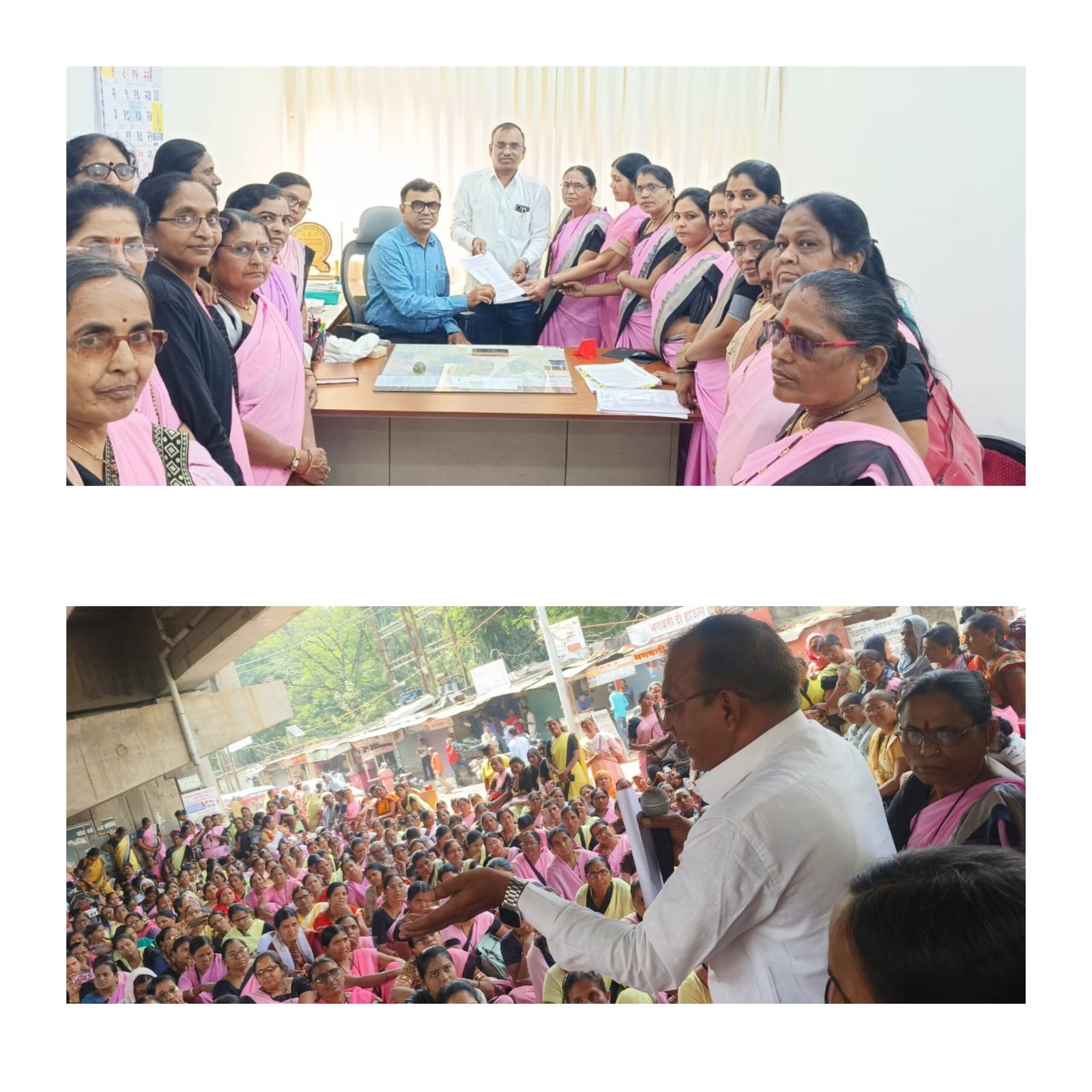 देशव्यापी लाक्षणिक संप यशस्वी; जिल्हा परिषदेसमोर ७८०० अंगणवाडी कर्मचाऱ्यांचे धरणे आंदोलन