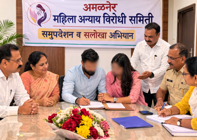 चार वर्षांचा कौटुंबिक वाद दोन आठवड्यांत मिटला; अमळनेर महिला अन्याय विरोधी समितीची यशस्वी मध्यस्थी