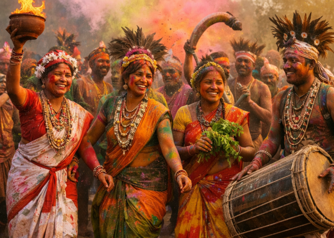 पळसाच्या फुलांत, ढोलाच्या तालांत… सातपुड्याची आदिवासी होळी!  प्रा. प्रकाश धर्माधिकारी , अमळनेर