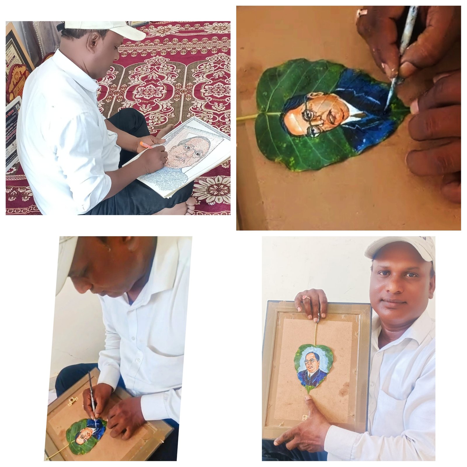 ज्वारीच्या भाकरीवर आणि पिंपळाच्या पानावर साकारली अनोखी कला; चित्रकार सुनिल दाभाडे यांची जागतिक नोंद ,अक्षरांमधून उभी केली बाबासाहेबांची प्रतिमा; कल्पक प्रयोगांनी मिळवली सर्वत्र दाद