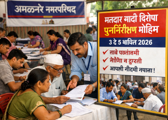 अमळनेरात मतदार यादी विशेष पुनर्निरीक्षण मोहीम; ३ ते ५ एप्रिलदरम्यान शहरभर कॅम्प  नावे पडताळणी, मॅपिंगसाठी नागरिकांना उपस्थित राहण्याचे आवाहन