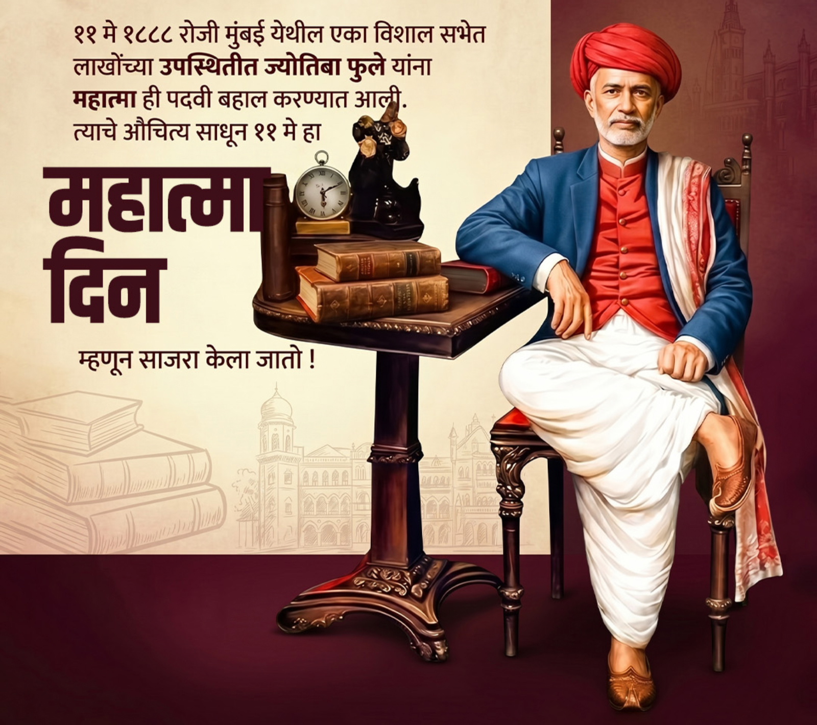 ११ मे १८८८ : क्रांतीसूर्य ज्योतिराव फुले यांना “महात्मा” पदवी बहाल ,सामाजिक समतेच्या लढ्याला मिळालेला जनतेचा सर्वोच्च सन्मान