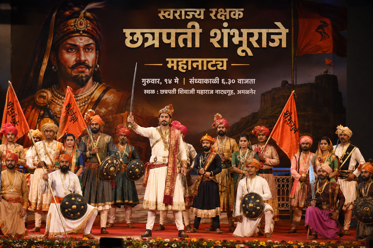 अमळनेरात आज “स्वराज्य रक्षक छत्रपती शंभू राजे महानाट्य”,  संस्कृती फाऊंडेशन व जयनिल फाऊंडेशनच्या वतीने होणार सादरीकरण