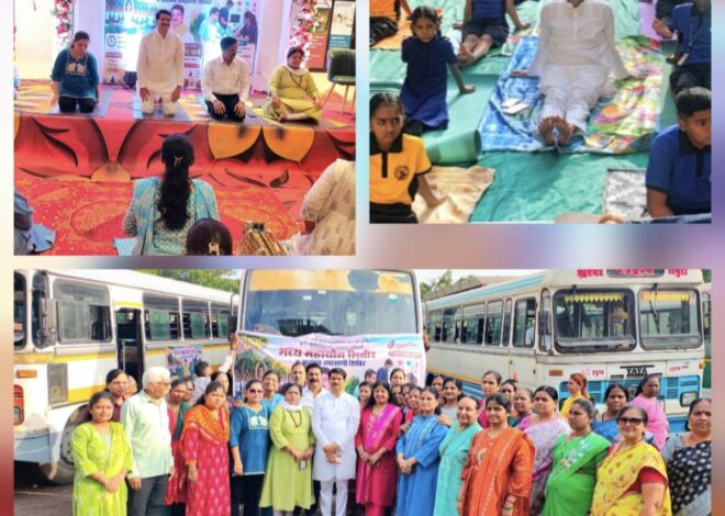 योगातून निरोगी समाजाचा संकल्प; आमदार ज्ञानेश्वर म्हात्रे यांच्या पुढाकाराने विविध उपक्रमांची मेजवानी  बदलापूरमध्ये विद्यार्थ्यांसमवेत योगाभ्यास, तर खोपोली येथे २०० नागरिकांसाठी मोफत आरोग्य शिबिर, रक्त व हृदय तपासणीचे आयोजन